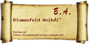 Blumenfeld Anikó névjegykártya